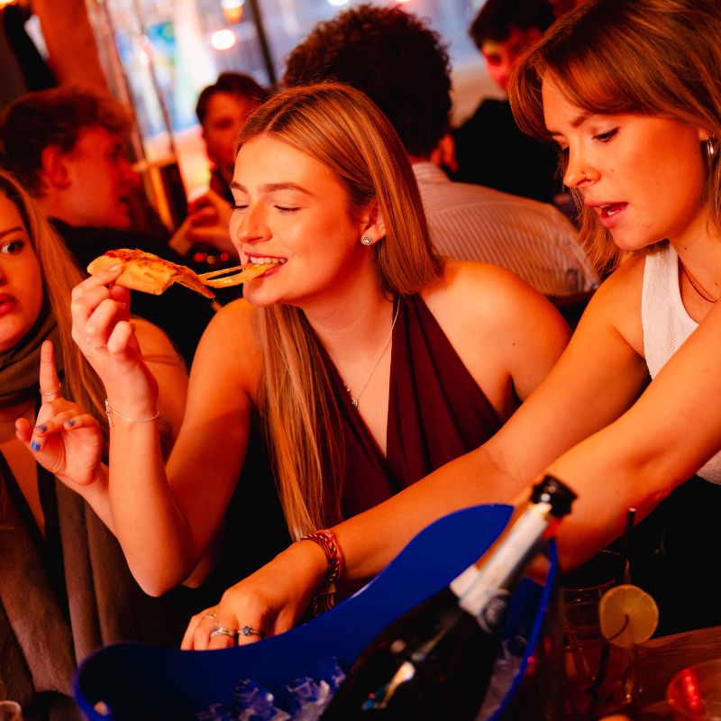 Enjoying Pizza