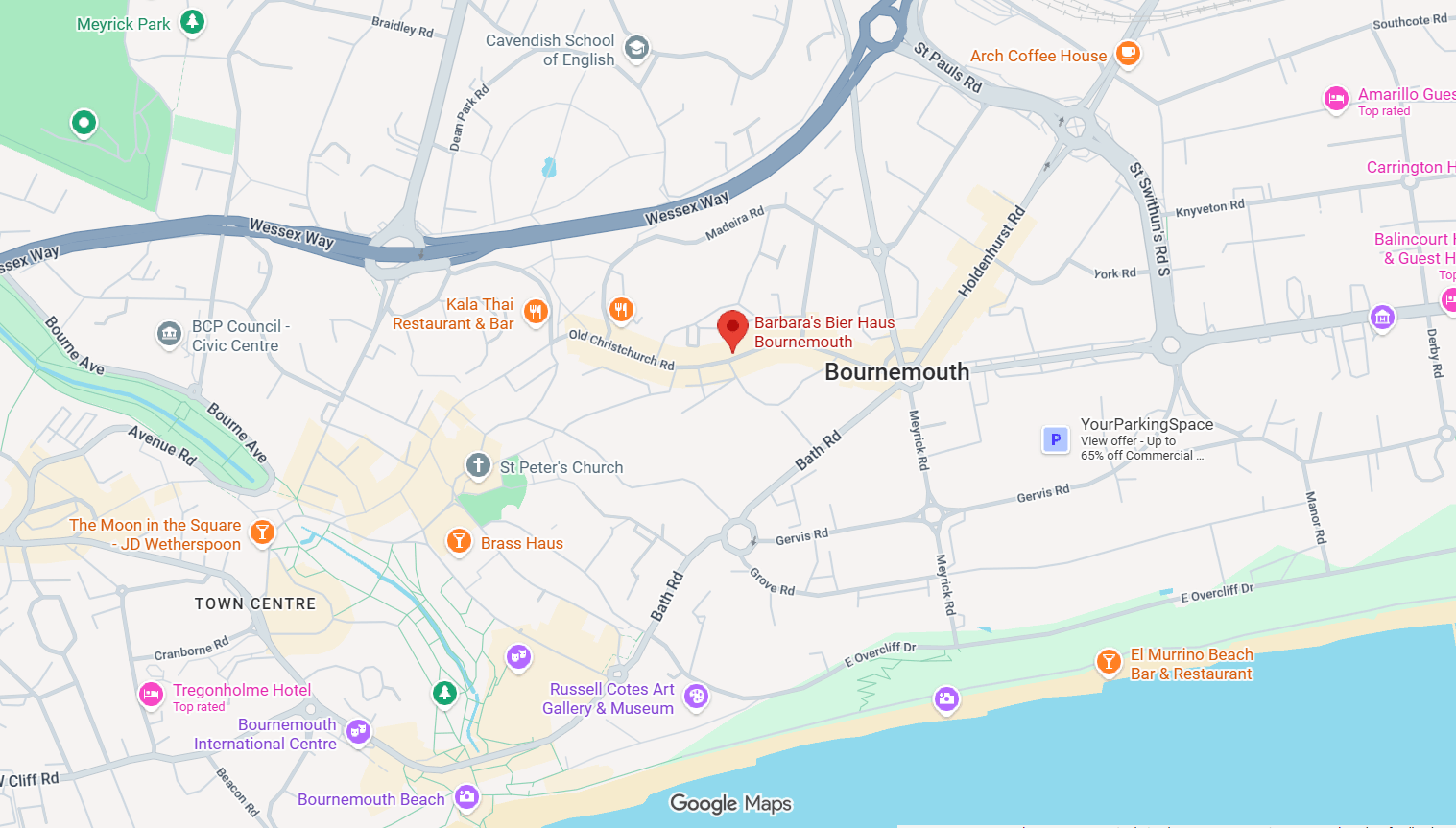 Barbara's Bier Haus Bournemouth Map