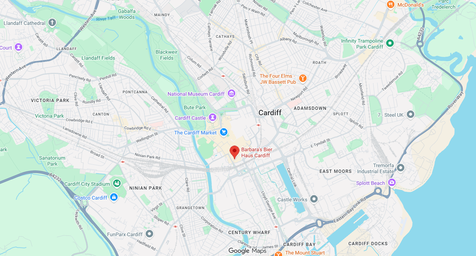 Barbara's Bier Haus Cardiff Map